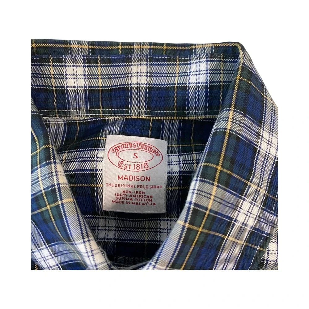 Brooks Brothers Madison Men's Small Plaid Button Down Long‎ Sleeve Shirt